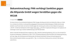 Austria Fines Bitpanda 70,000 Euros in First MiCA Crypto Penalty