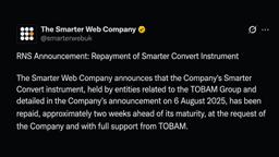 Bitcoin Treasury Firm Smarter Web Sells 177 BTC in Early Debt Repayment Move