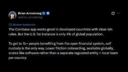 'The Only Way': Coinbase CEO Brian Armstrong Champions Self-Custody to Reach 1 Billion Users